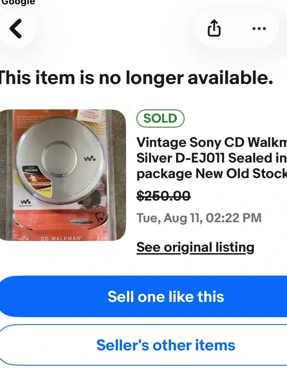 Sony CD Walkman D-EJ011 Silver Portable CD Player G-Protection Mega Bass